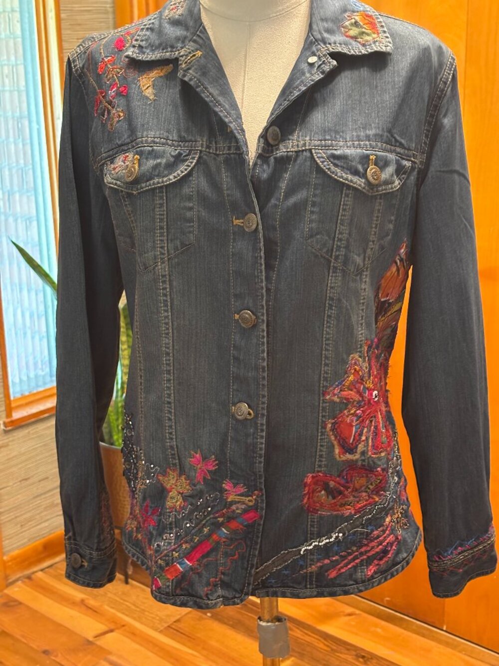 Chicos Embellished Jean Jacket/Shirt
